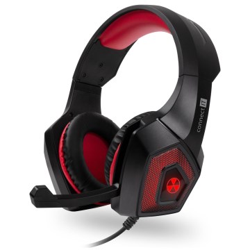 CONNECT IT CHP-5500-RD - LED Kabelgebundene Gaming-Kopfhörer mit Mikrofon schwarz/rot