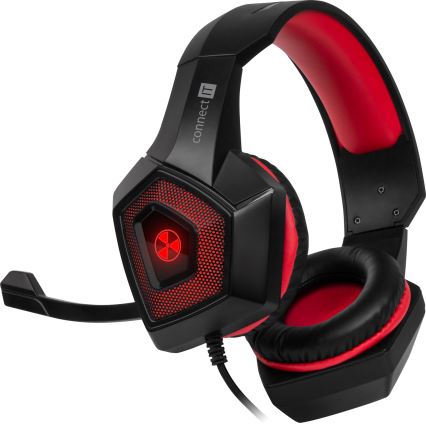 CONNECT IT CHP-5500-RD - LED Kabelgebundene Gaming-Kopfhörer mit Mikrofon schwarz/rot