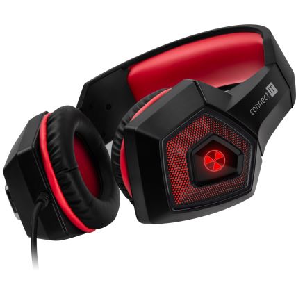 CONNECT IT CHP-5500-RD - LED Kabelgebundene Gaming-Kopfhörer mit Mikrofon schwarz/rot