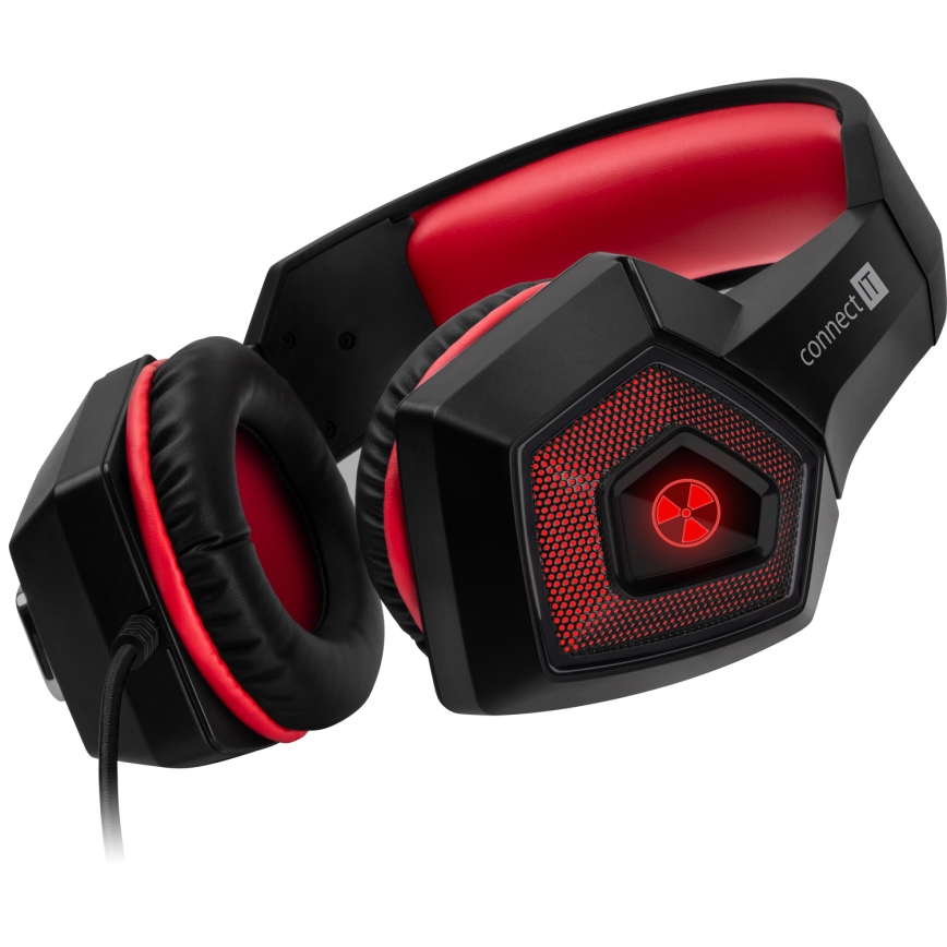 CONNECT IT CHP-5500-RD - LED Kabelgebundene Gaming-Kopfhörer mit Mikrofon schwarz/rot