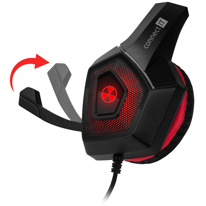 CONNECT IT CHP-5500-RD - LED Kabelgebundene Gaming-Kopfhörer mit Mikrofon schwarz/rot