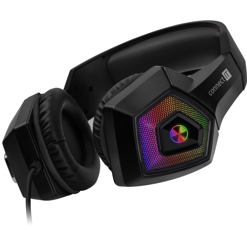 CONNECT IT CHP-5600-BK - LED RGB Kabelgebundene Gaming-Kopfhörer mit Mikrofon schwarz