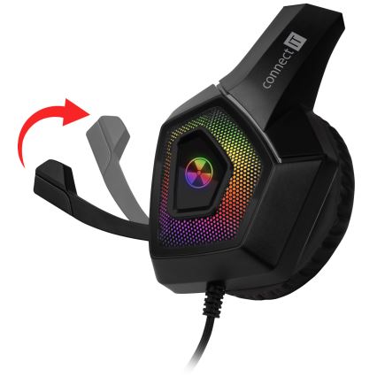 CONNECT IT CHP-5600-BK - LED RGB Kabelgebundene Gaming-Kopfhörer mit Mikrofon schwarz
