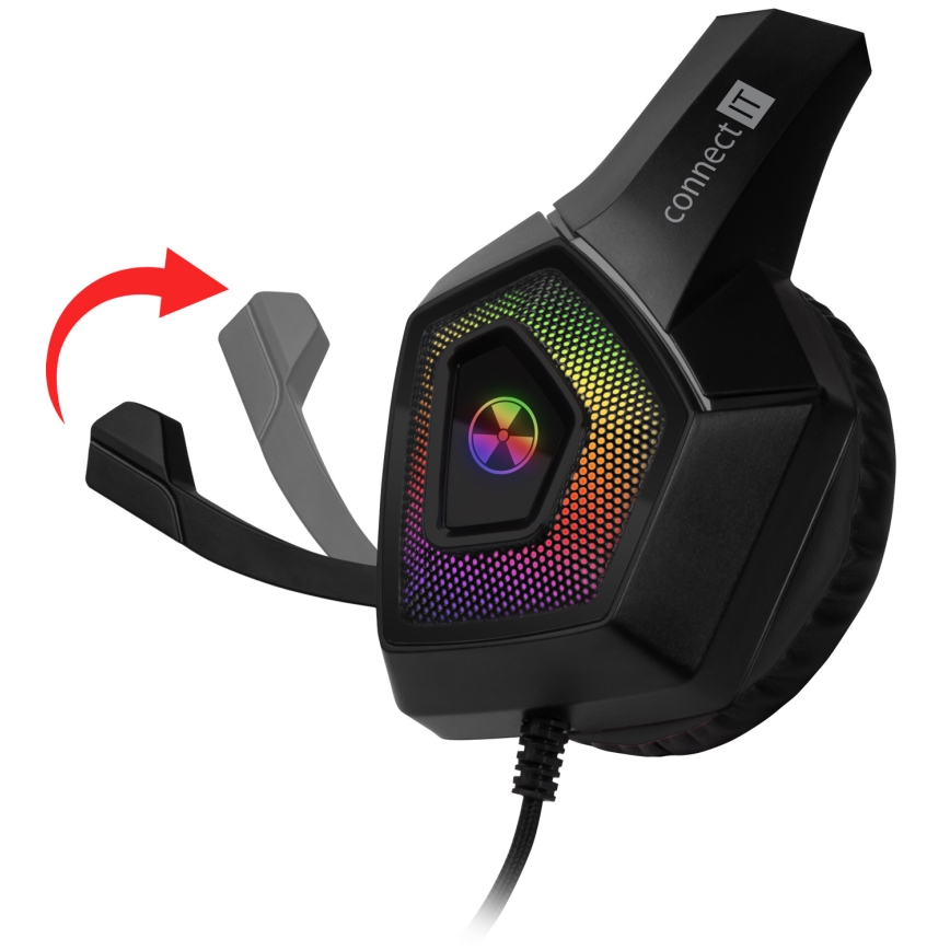 CONNECT IT CHP-5600-BK - LED RGB Kabelgebundene Gaming-Kopfhörer mit Mikrofon schwarz
