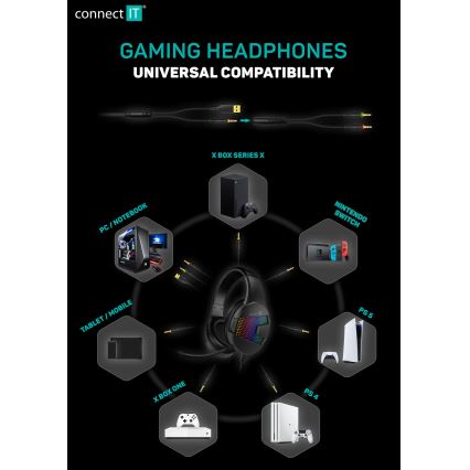 CONNECT IT CHP-5600-BK - LED RGB Kabelgebundene Gaming-Kopfhörer mit Mikrofon schwarz