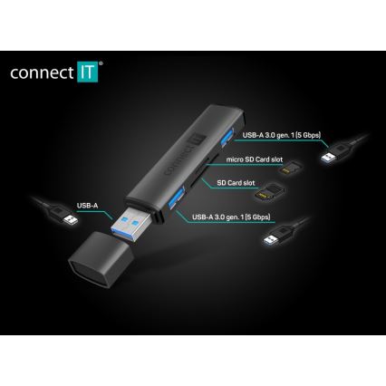 CONNECT IT CHU-4060-AN - USB-A-Hub mit Speicherkartenleser 4in1