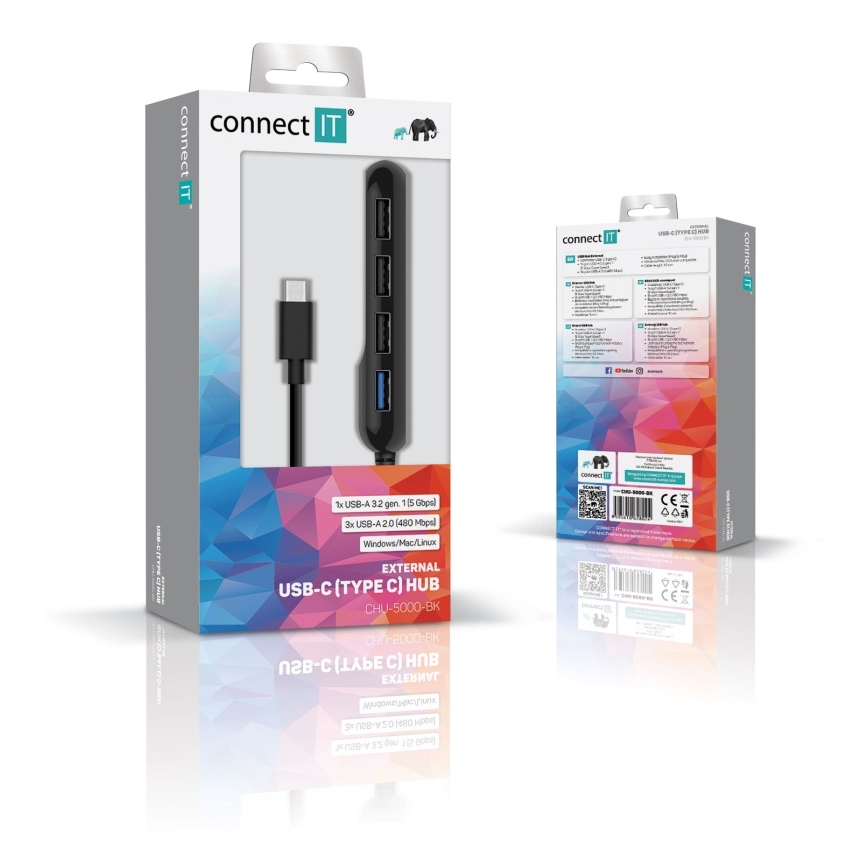 CONNECT IT CHU-5000-BK - USB-C-Hub 4in1