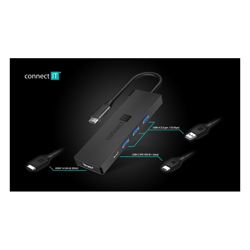 CONNECT IT CHU-8010-AN - USB-C-Hub 5in1