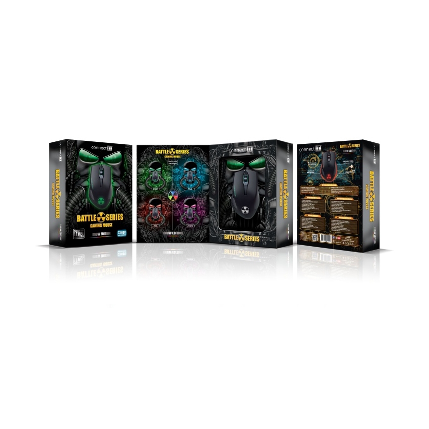 CONNECT IT CI-1128 - LED Kabelgebundene Gaming-Maus 1000/1200/1600/3200 DPI schwarz