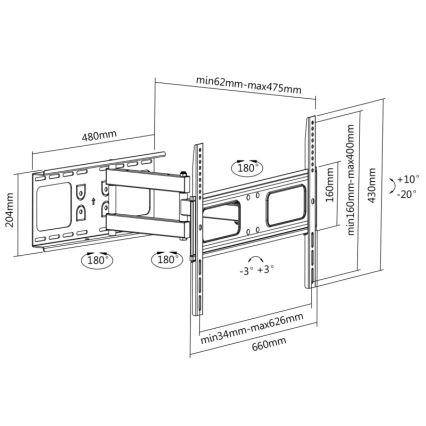 CONNECT IT CI-787 - Wandhalterung für TV-Gerät 37-70” weiß