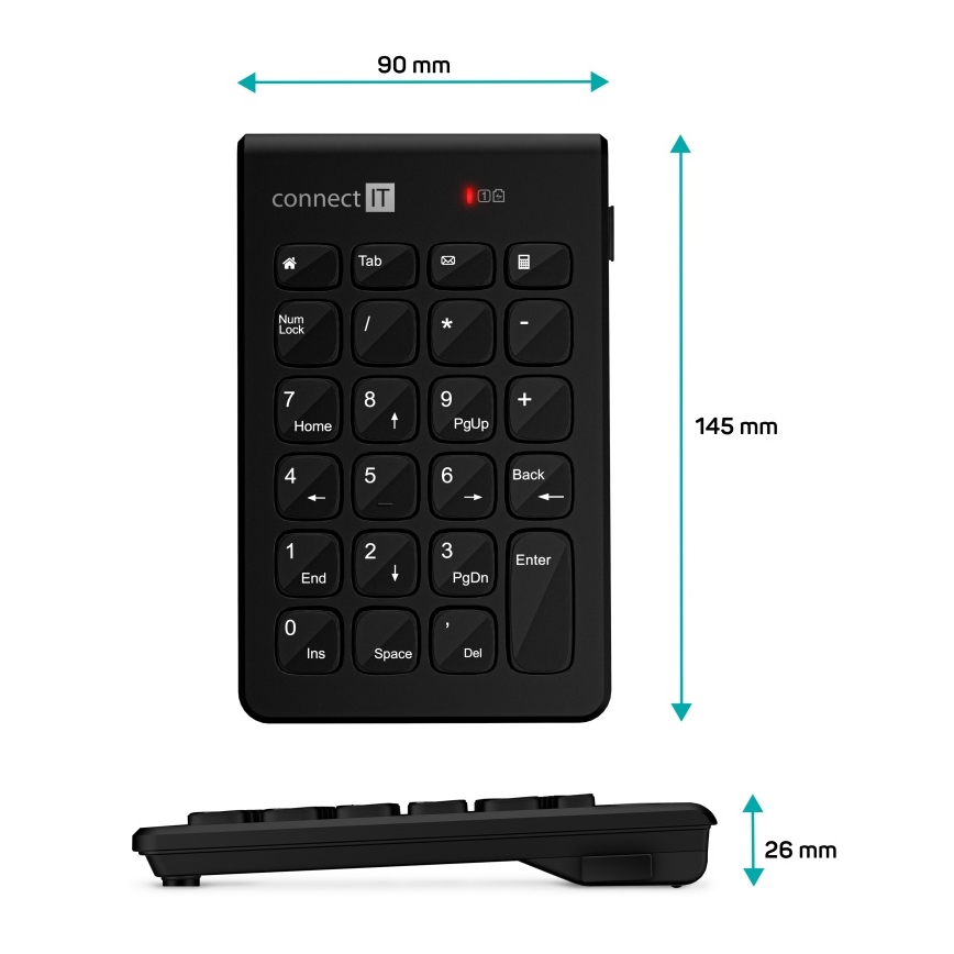 CONNECT IT CKB-0062-BK - Kabellose numerische Tastatur 1xAAA schwarz