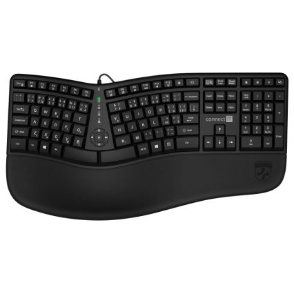 CONNECT IT CKB-2800-CS - Ergonomische kabellose Tastatur mit CZ/SK-Lokalisierung schwarz