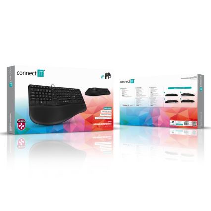 CONNECT IT CKB-2800-CS - Ergonomische kabellose Tastatur mit CZ/SK-Lokalisierung schwarz