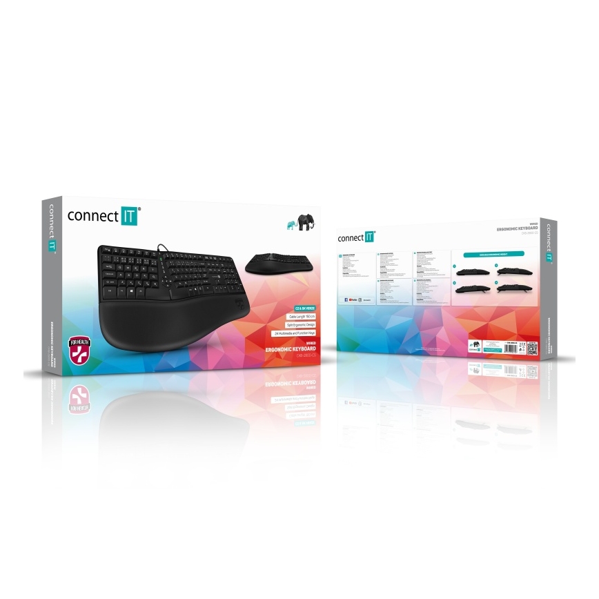 CONNECT IT CKB-2800-CS - Ergonomische kabellose Tastatur mit CZ/SK-Lokalisierung schwarz