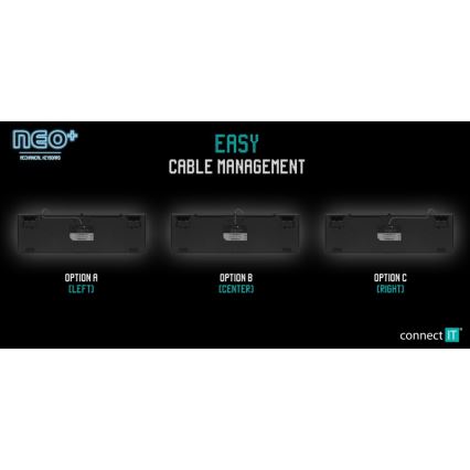 CONNECT IT CKB-3591-CS - LED RGB Kabelgebundene Gaming-Tastatur mit CZ/SK-Lokalisierung schwarz + rot Rahmen