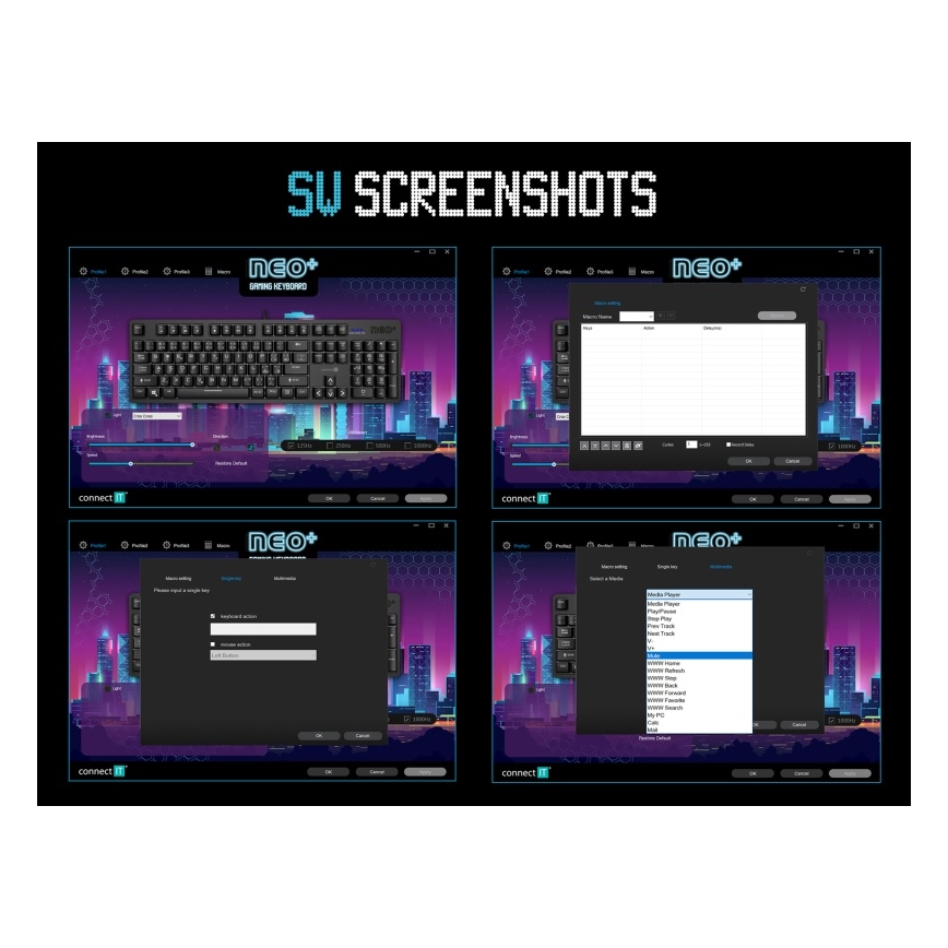 CONNECT IT CKB-3591-CS - LED RGB Kabelgebundene Gaming-Tastatur mit CZ/SK-Lokalisierung schwarz + rot Rahmen