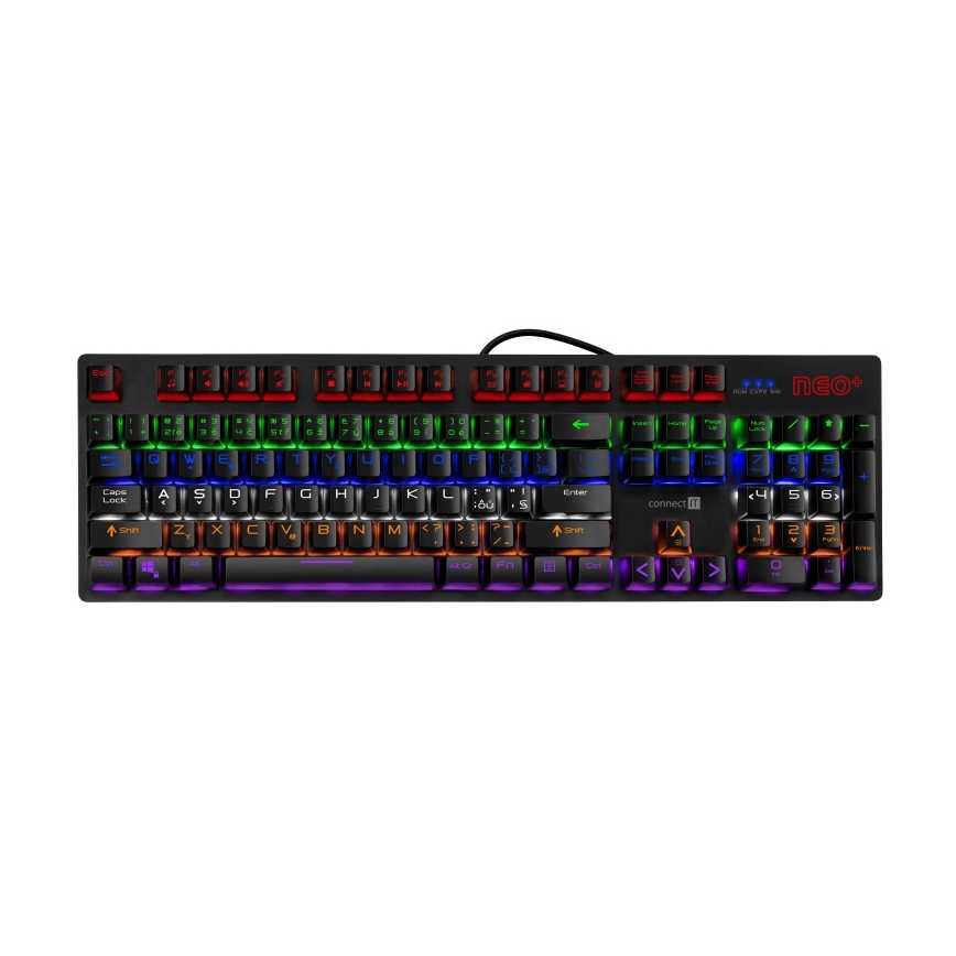 CONNECT IT CKB-3591-CS - LED RGB Kabelgebundene Gaming-Tastatur mit CZ/SK-Lokalisierung schwarz + rot Rahmen