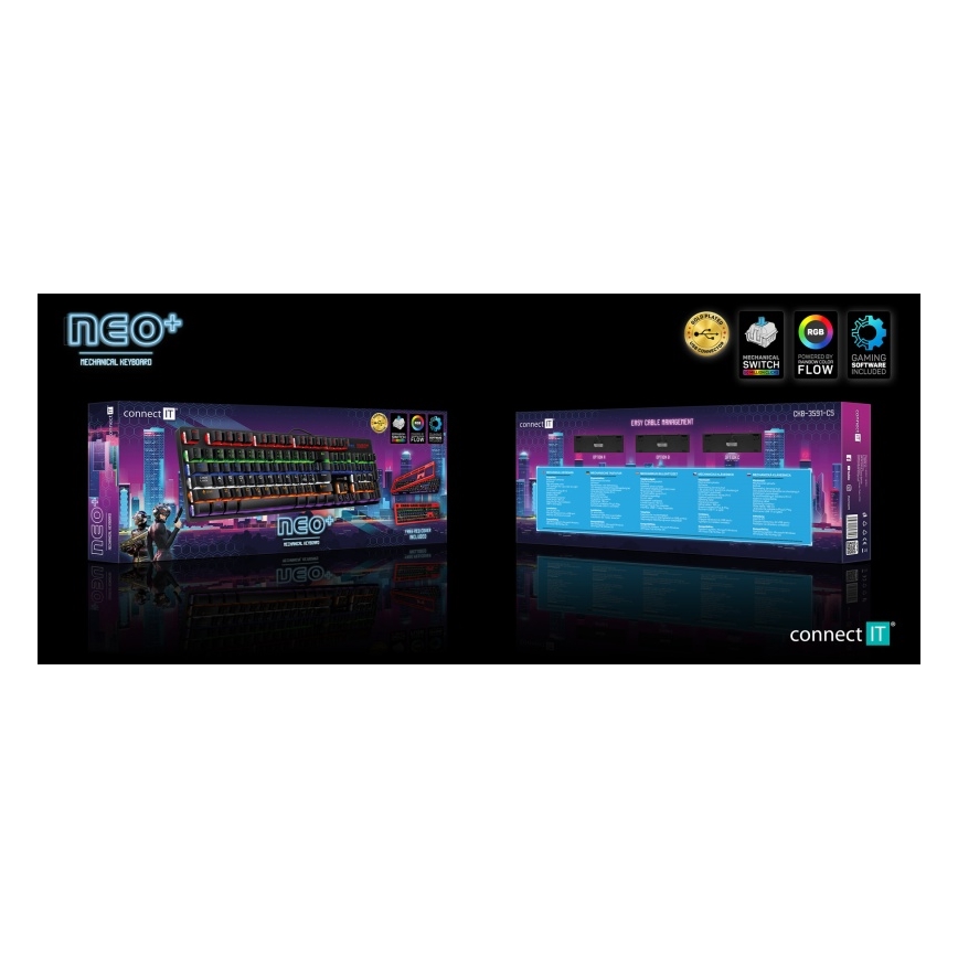 CONNECT IT CKB-3591-CS - LED RGB Kabelgebundene Gaming-Tastatur mit CZ/SK-Lokalisierung schwarz + rot Rahmen