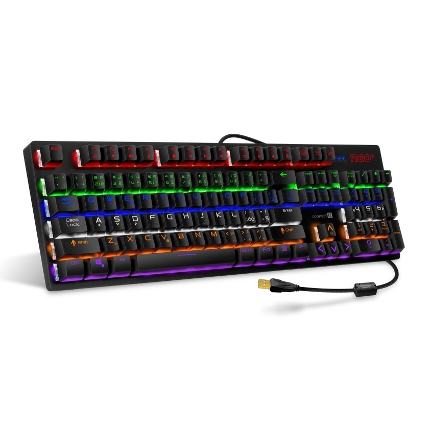 CONNECT IT CKB-3591-CS - LED RGB Kabelgebundene Gaming-Tastatur mit CZ/SK-Lokalisierung schwarz + rot Rahmen