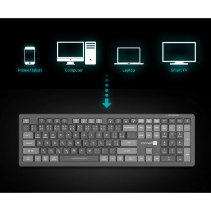 CONNECT IT CKB-5060-CS - Leise Tastatur mit niedrigem Profil mit CZ/SK-Lokalisierung 350 mAh