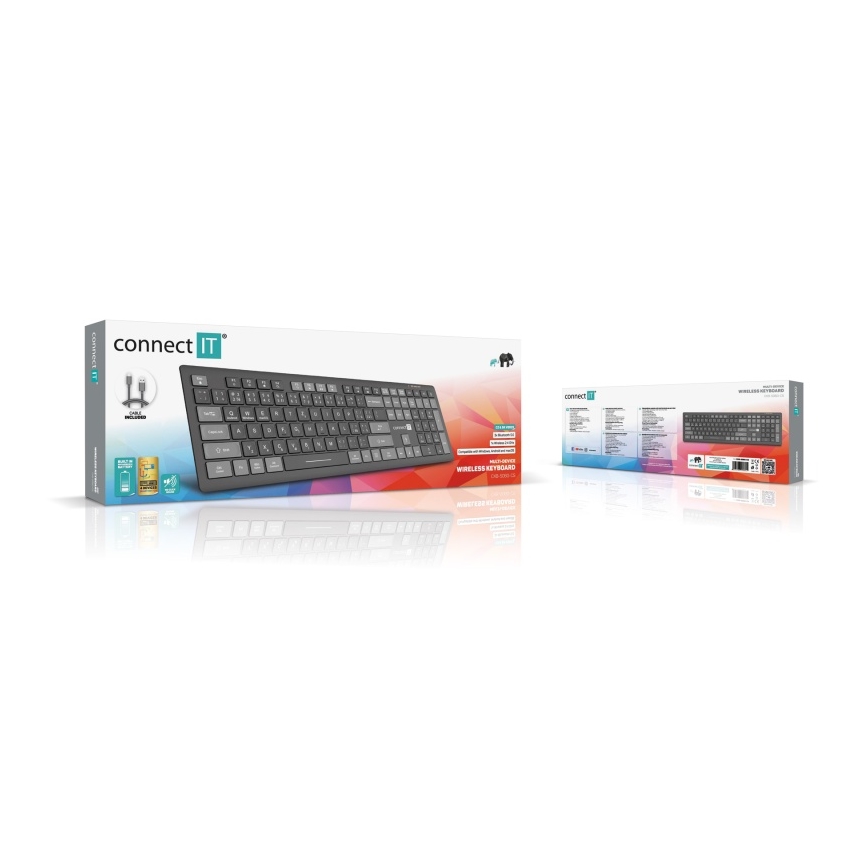 CONNECT IT CKB-5060-CS - Leise Tastatur mit niedrigem Profil mit CZ/SK-Lokalisierung 350 mAh