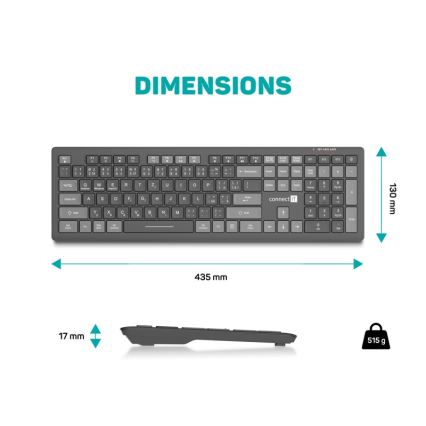 CONNECT IT CKB-5060-CS - Leise Tastatur mit niedrigem Profil mit CZ/SK-Lokalisierung 350 mAh