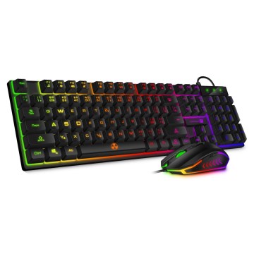 CONNECT IT CKM-3200-CS - LED RGB kabelgebundene Gaming-Tastatur und Gaming-Maus 1200/1800/2400/3600 DPI mit CZ/SK-Belegung schwarz