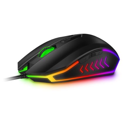 CONNECT IT CKM-3200-CS - LED RGB kabelgebundene Gaming-Tastatur und Gaming-Maus 1200/1800/2400/3600 DPI mit CZ/SK-Belegung schwarz