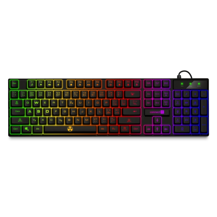 CONNECT IT CKM-3200-CS - LED RGB kabelgebundene Gaming-Tastatur und Gaming-Maus 1200/1800/2400/3600 DPI mit CZ/SK-Belegung schwarz
