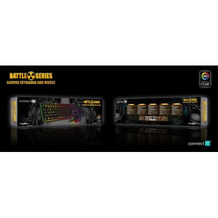 CONNECT IT CKM-3200-CS - LED RGB kabelgebundene Gaming-Tastatur und Gaming-Maus 1200/1800/2400/3600 DPI mit CZ/SK-Belegung schwarz