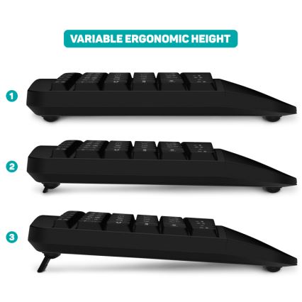 CONNECT IT CKM-6010-CS - Ergonomische kabellose Tastatur und Maus mit CZ/SK-Lokalisierung 1xAA + 2xAAA schwarz