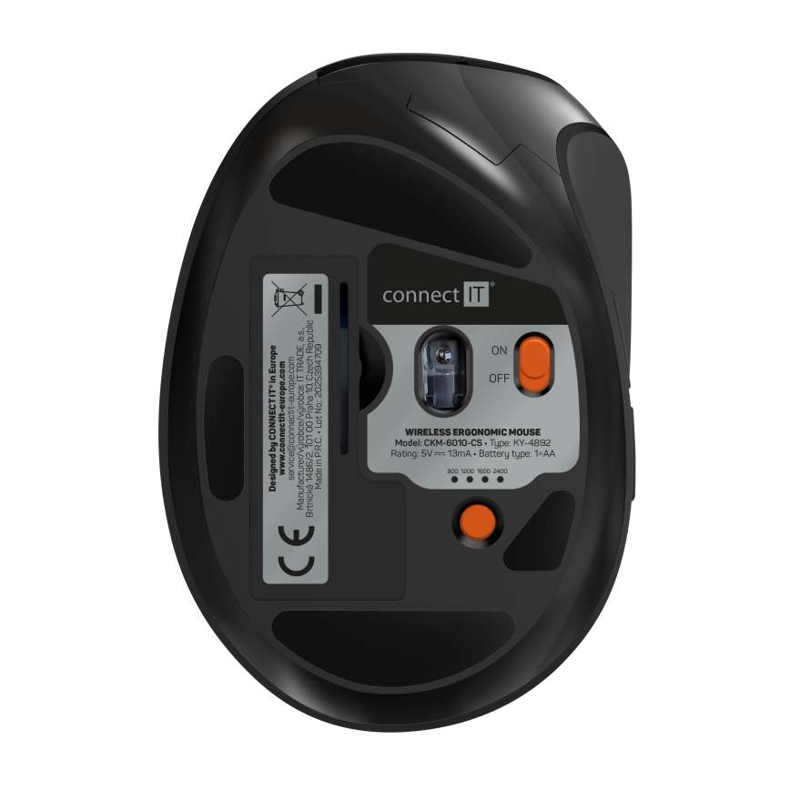 CONNECT IT CKM-6010-CS - Ergonomische kabellose Tastatur und Maus mit CZ/SK-Lokalisierung 1xAA + 2xAAA schwarz