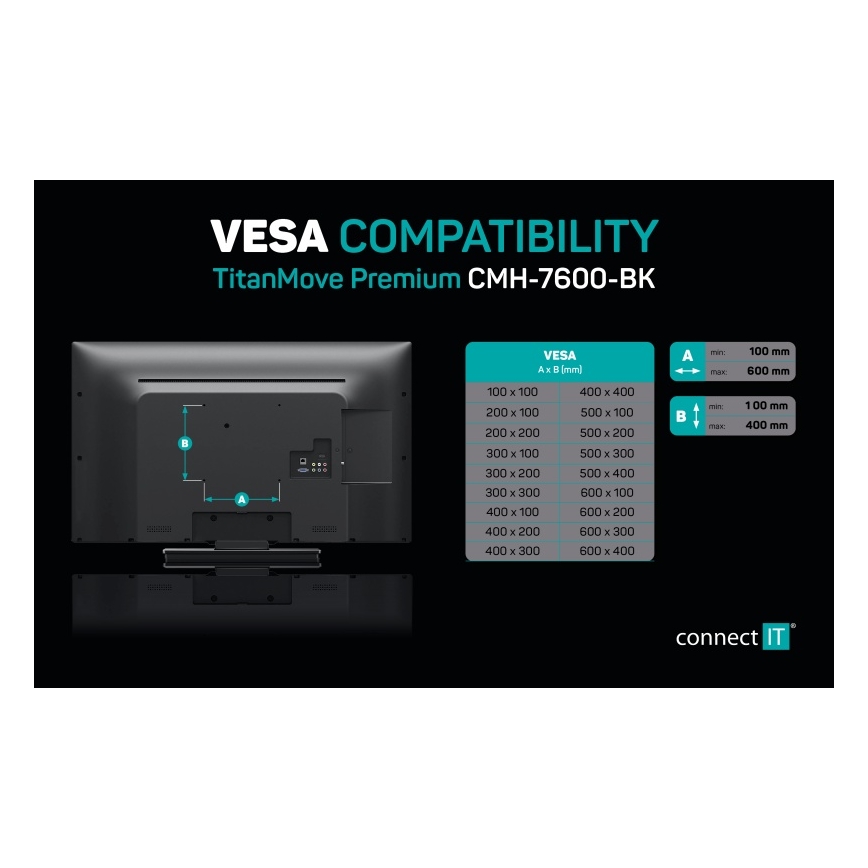 CONNECT IT CMH-7600-BK - Wandhalterung für TV-Gerät 32-70” schwarz