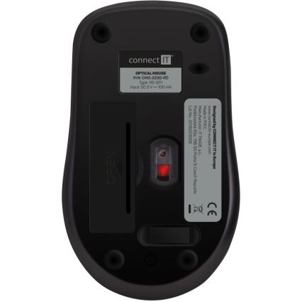 CONNECT IT CMO-2230-RD - Kabellose Silent-Maus MUTE 1200 DPI 1xAA schwarz/rot