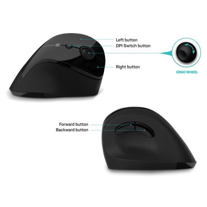 CONNECT IT CMO-2700-BK - Ergonomische, kabellose Maus 800/1200/1600 DPI 1xAA schwarz