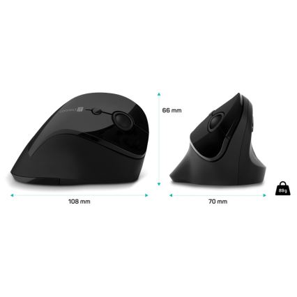 CONNECT IT CMO-2700-BK - Ergonomische, kabellose Maus 800/1200/1600 DPI 1xAA schwarz