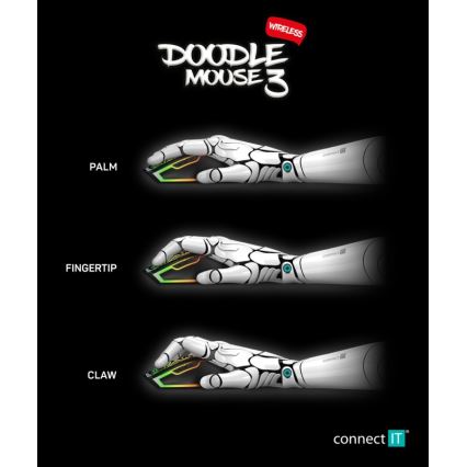 CONNECT IT CMO-3530-DD - LED RGB Kabellose, wiederaufladbare Gaming-Maus 800/1200/1600/2400/4800 DPI 600 mAh schwarz