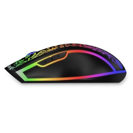 CONNECT IT CMO-3530-DD - LED RGB Kabellose, wiederaufladbare Gaming-Maus 800/1200/1600/2400/4800 DPI 600 mAh schwarz