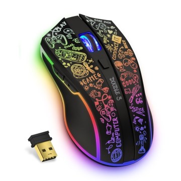 CONNECT IT CMO-3530-DD - LED RGB Kabellose, wiederaufladbare Gaming-Maus 800/1200/1600/2400/4800 DPI 600 mAh schwarz