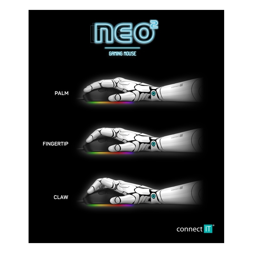 CONNECT IT CMO-3589-BK - LED RGB Kabelgebundene Gaming-Maus 200-7200 DPI schwarz