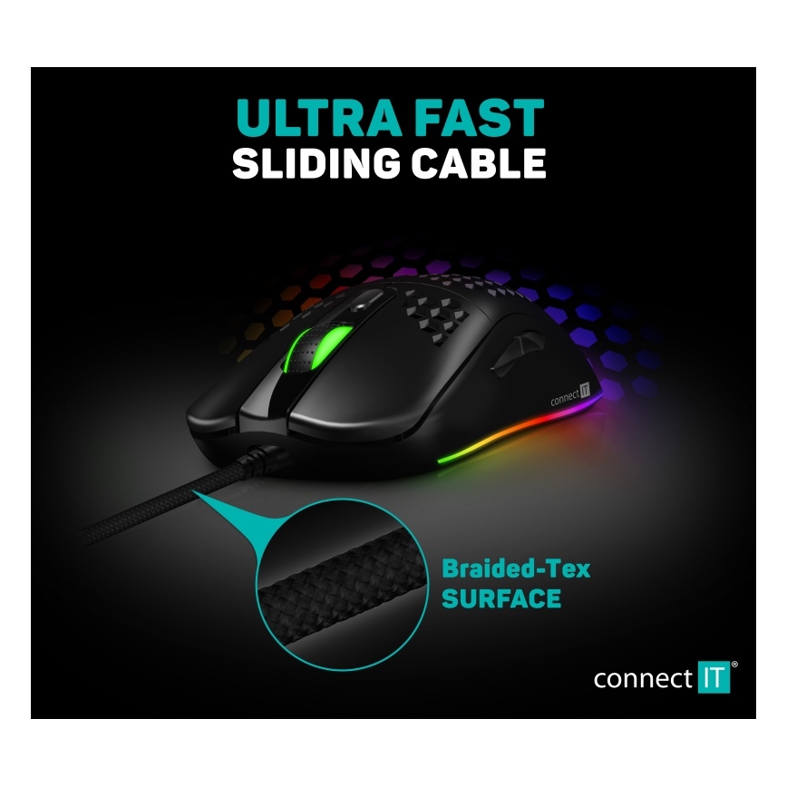 CONNECT IT CMO-5511-BK - LED RGB Kabelgebundene Gaming-Maus 200-12800 DPI Schwarz