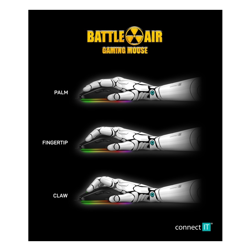 CONNECT IT CMO-5511-BK - LED RGB Kabelgebundene Gaming-Maus 200-12800 DPI Schwarz