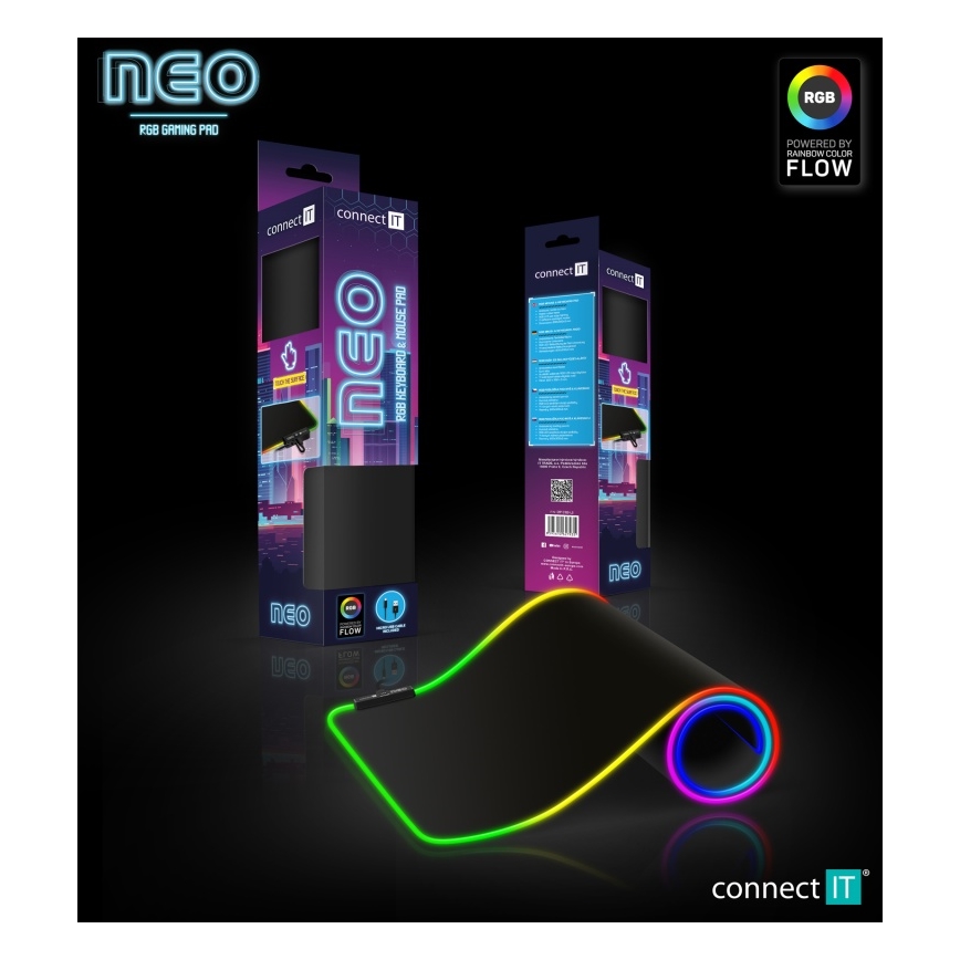 CONNECT IT CMP-3100-LG - LED RGB Gaming-Tastatur und Mauspad 80x30 cm schwarz