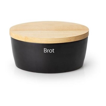 Continenta C3731 - Brotkasten mit Deckel 27x20 cm schwarz/Gummibaumholz