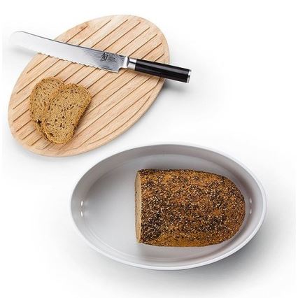 Continenta C3930 - Brotkasten mit Deckel 30x23 cm weiß/Gummibaumholz