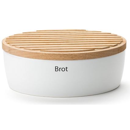 Continenta C3930 - Brotkasten mit Deckel 30x23 cm weiß/Gummibaumholz