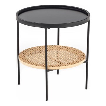 Couchtisch 45x45 cm schwarz/Rattan