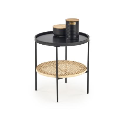 Couchtisch 45x45 cm schwarz/Rattan