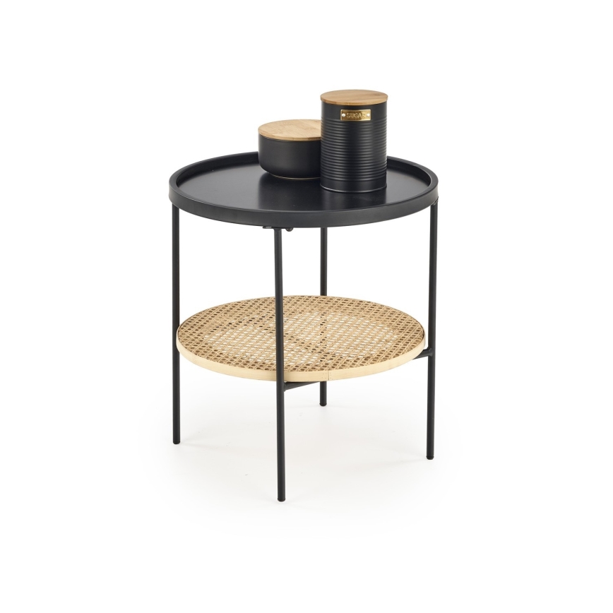 Couchtisch 45x45 cm schwarz/Rattan
