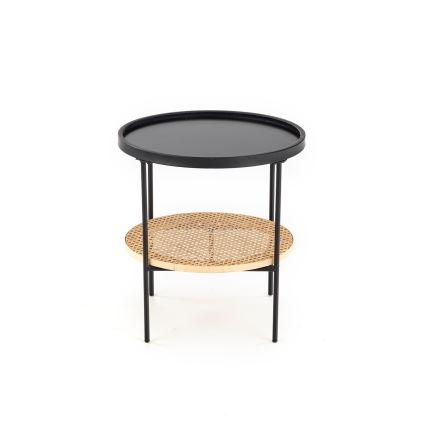 Couchtisch 45x45 cm schwarz/Rattan